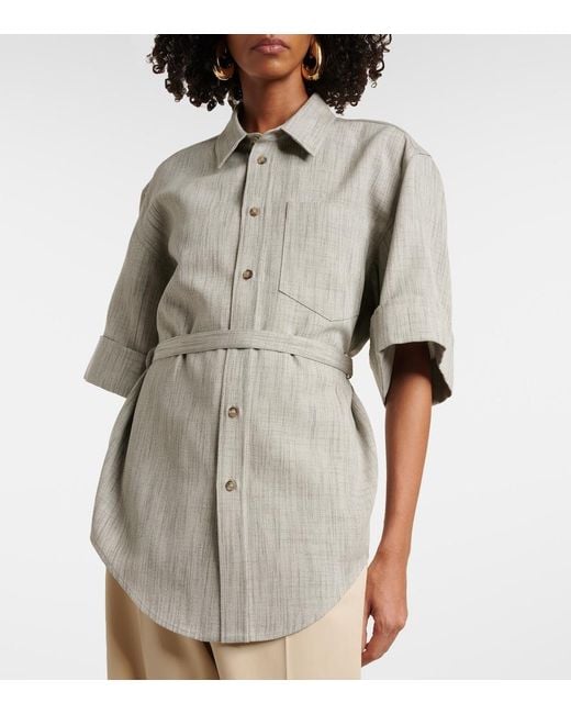 Tod's White Silk, Wool, And Cotton Shirt
