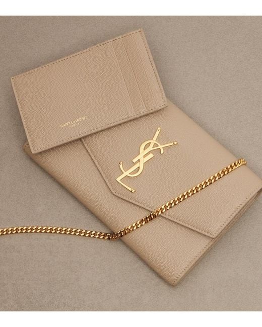 Saint Laurent Natural Uptown Textured-Leather Shoulder Bag