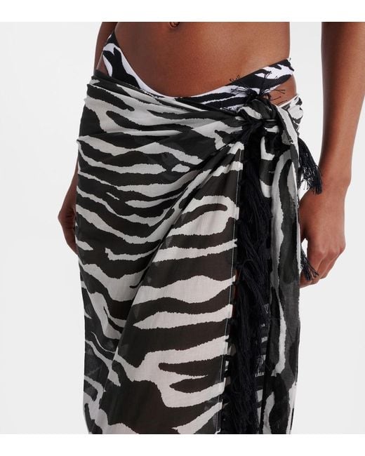 The Attico Black Zebra-Print Cotton Muslin Beach Cover-Up