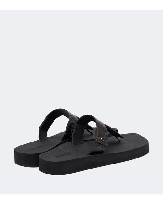 Christen Black Edge Leather Thong Sandals