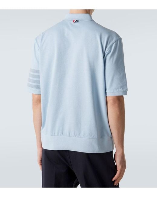 Thom Browne Blue 4-Bar Cotton Jersey Polo Shirt for men