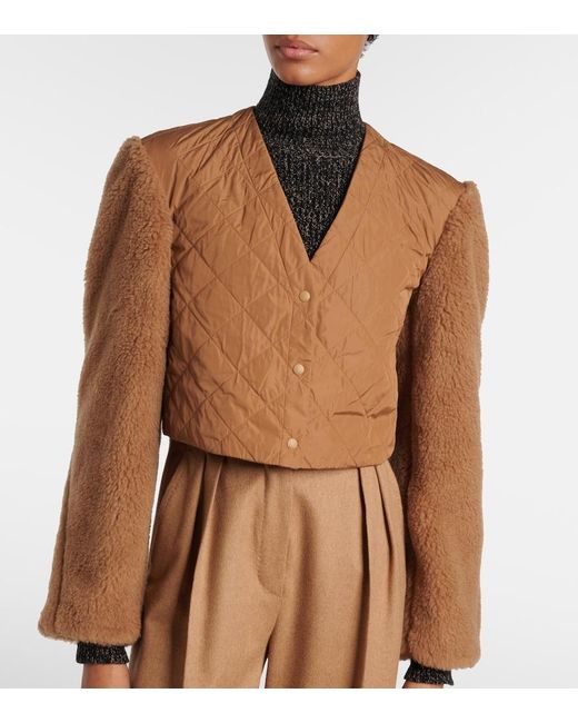 Max Mara Brown Santos Cropped Camel Hair And Silk Jacket