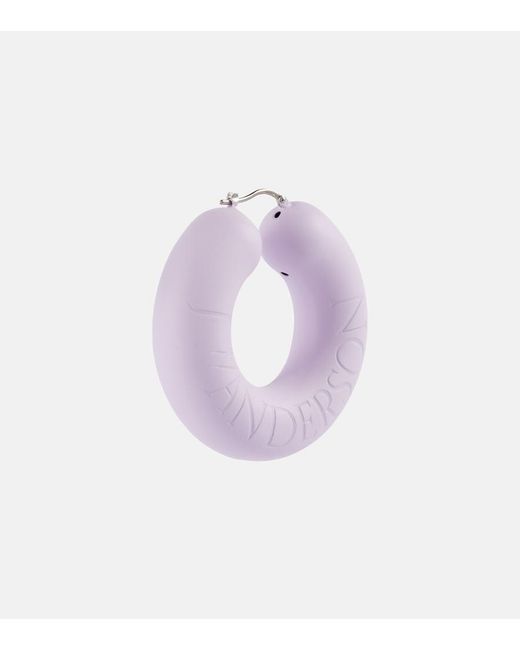 J.W. Anderson Purple Logo Hoop Earrings