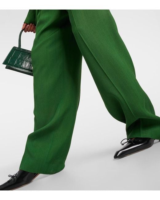 Jacquemus Green Le Pantalon Titolo High-Rise Wide-Leg Pants