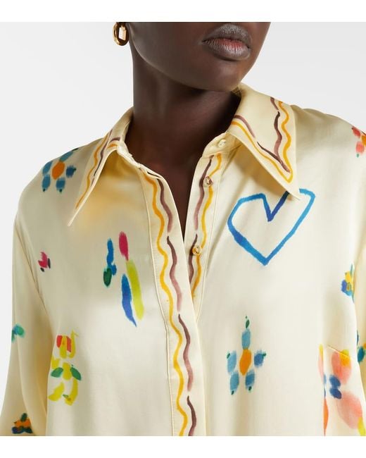 ALÉMAIS Metallic Sidi Floral Silk Shirt