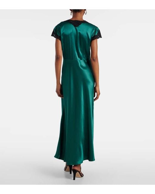 Rixo Green Amari Satin Midi Dress