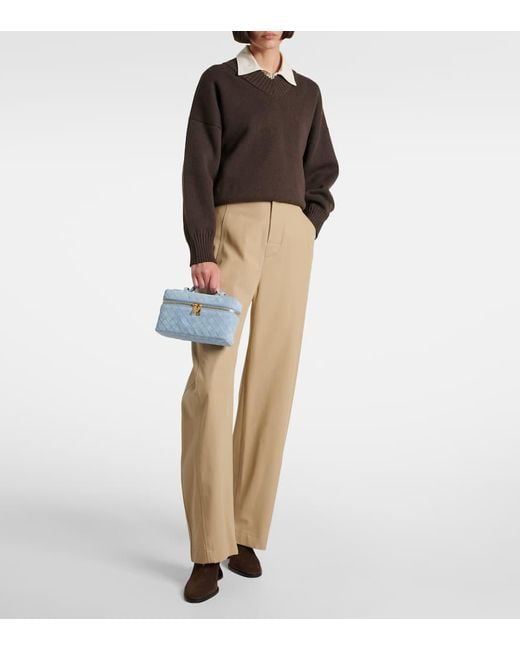 Bottega Veneta Blue Bang Bang Intrecciato Suede Vanity Bag