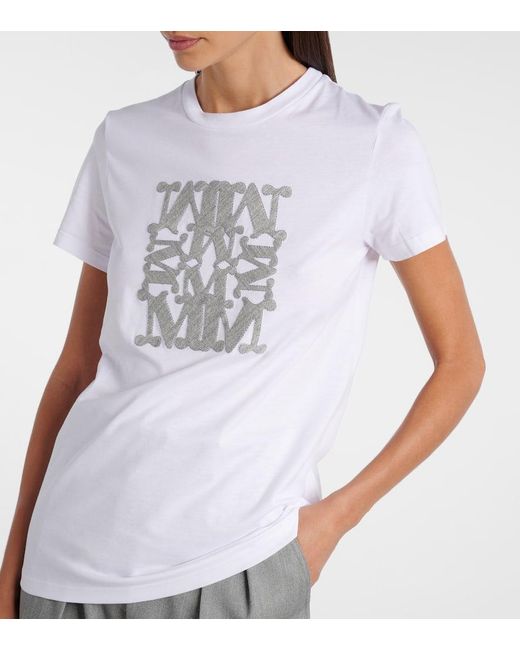 T-Shirt Bravo Imprime En Coton Max Mara en coloris White