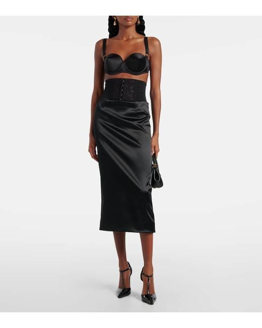 Dolce & Gabbana Black Midirock Aus Satin