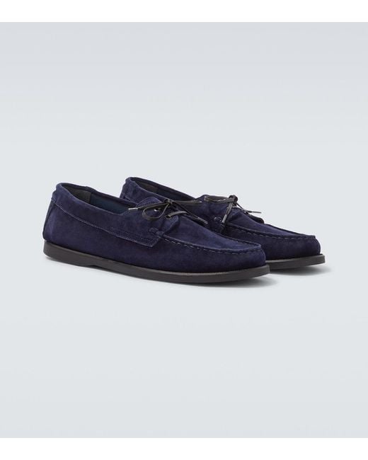 Saman Amel Blue City Moc Suede Boat Shoes for men