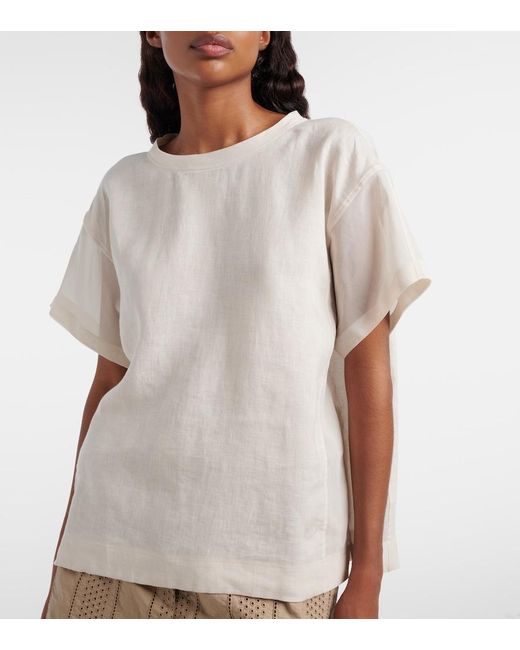 Brunello Cucinelli White Oversized Linen T-Shirt