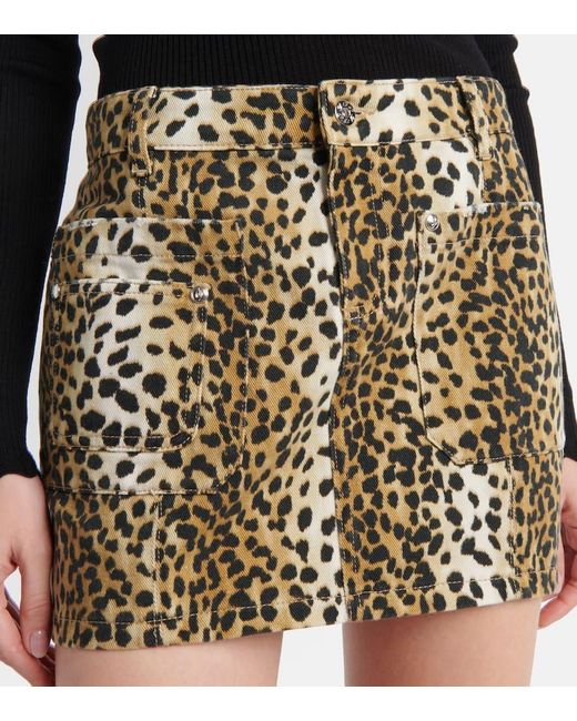 Blumarine Natural Leopard-Print Cotton Miniskirt
