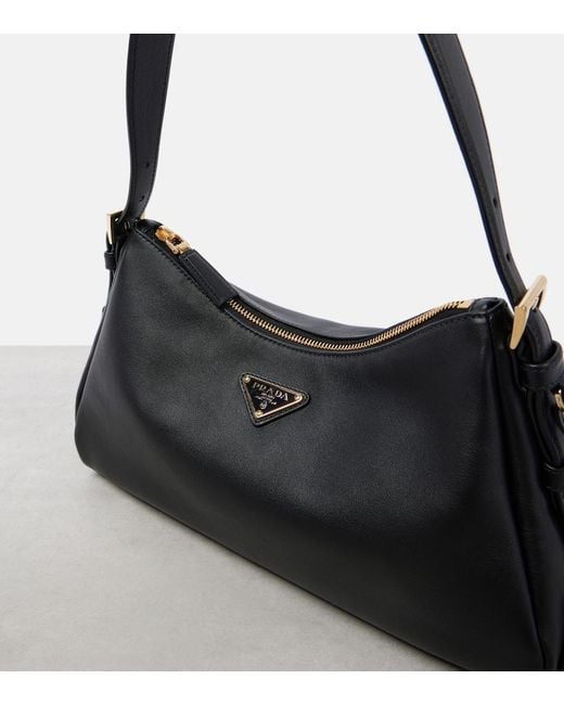 Prada Black Aimee Medium Leather Shoulder Bag