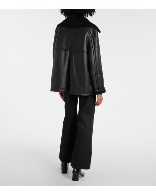 Victoria Beckham Black Leather And Shearling Jacket