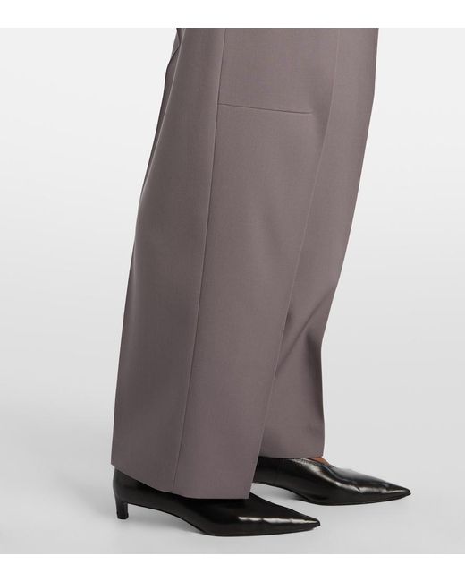 Jil Sander Gray Wool Gabardine Wide-Leg Pants