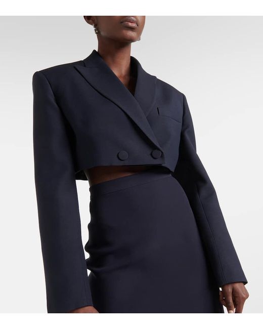 Blazer cropped de Crepe Couture Valentino de color Blue