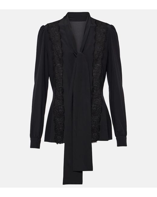 Blusa de mezcla de seda con lazada Dolce & Gabbana de color Black