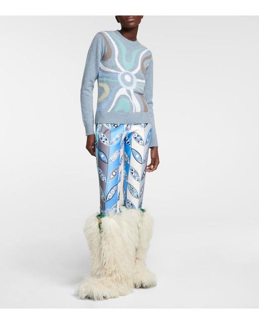 Emilio Pucci Blue X Fusalp Intarsia Wool Cardigan