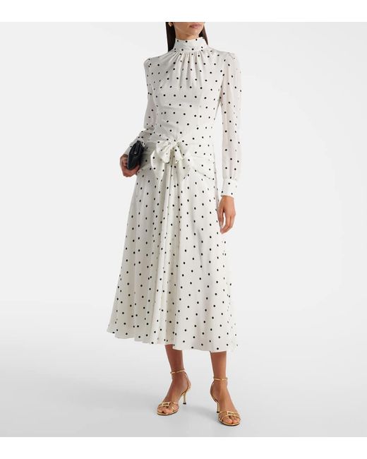 Robe Midi En Soie A Pois Alessandra Rich en coloris White