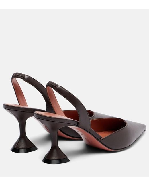 AMINA MUADDI Brown Holli 70 Leather Slingback Pumps