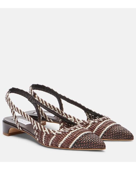 Gabriela Hearst Brown Perro Braided Leather Slingback Pumps