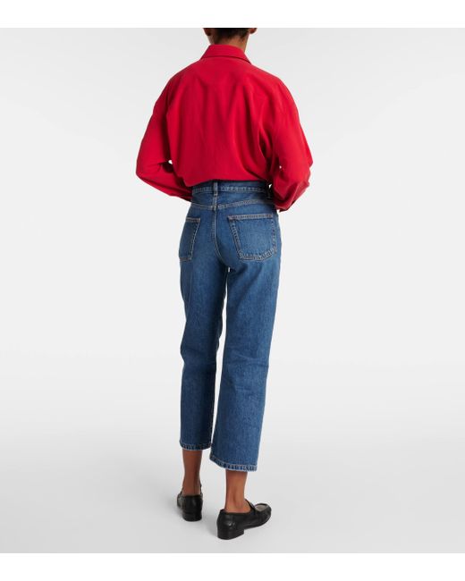 The Row Blue Lesley Mid-rise Cropped Straight Jeans