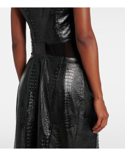 Junya Watanabe Black Snake-Effect Midi Dress