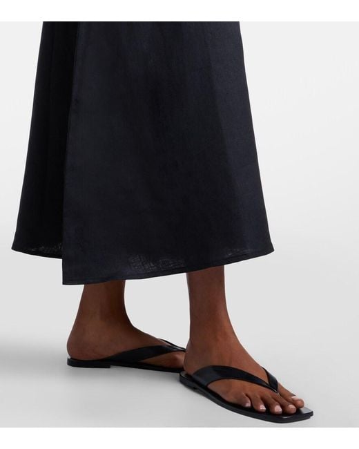 Asceno Black Ida Linen Midi Dress