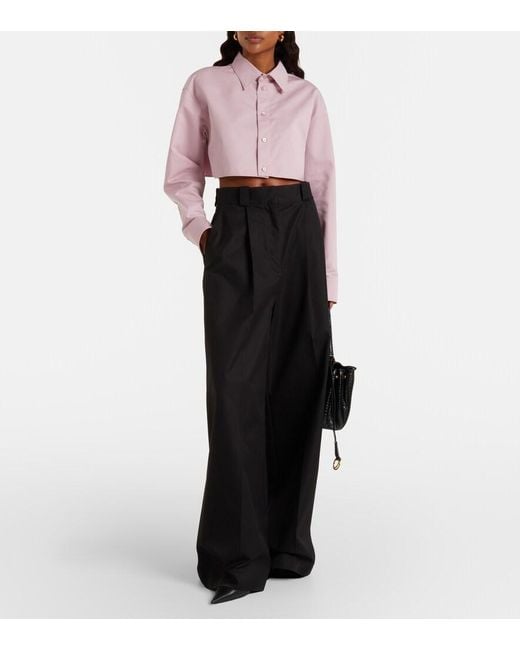 Balenciaga Black Cotton Twill Wide-Leg Pants