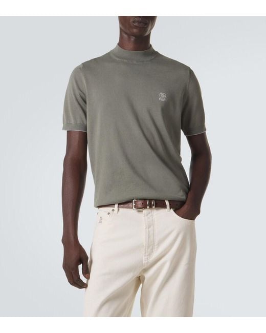 Brunello Cucinelli Gray Cotton Sweater for men