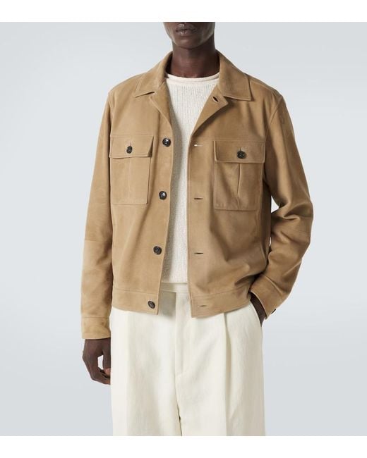 Zegna Brown Suede Jacket for men