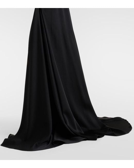 McQueen Black Draped Embellished Gown