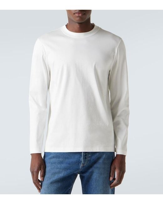 Brunello Cucinelli Longsleeve Aus Baumwoll-Jersey in White für Herren
