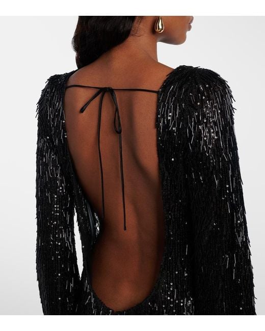 Dolce & Gabbana Black Sequined Midi Dress