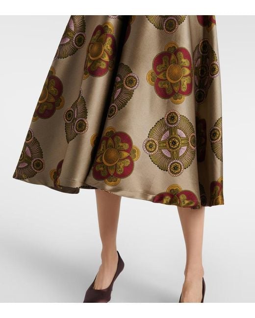 LaDoubleJ Brown Milano Printed Jacquard Midi Skirt