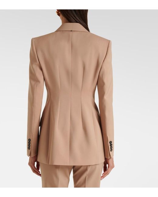 Sportmax Natural Double-Breasted Virgin Wool Blazer