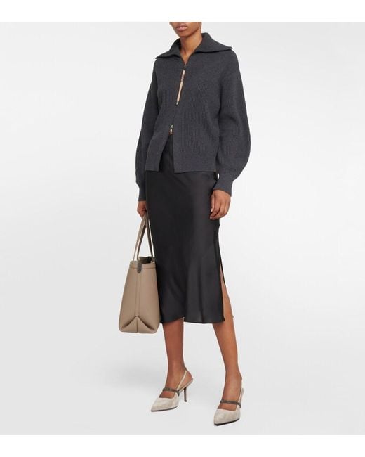 Brunello Cucinelli Gray Pointed Sling-Back Sandal