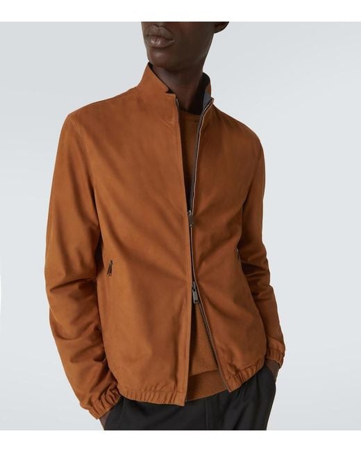Zegna Brown Reversible Leather Blouson for men