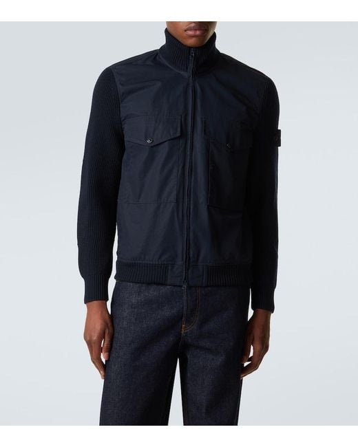 Stone Island Blue Compass Cotton Bomber Jacket for men