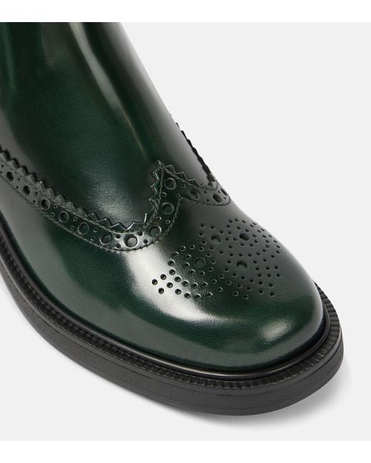Tod's Green Leather Chelsea Boots
