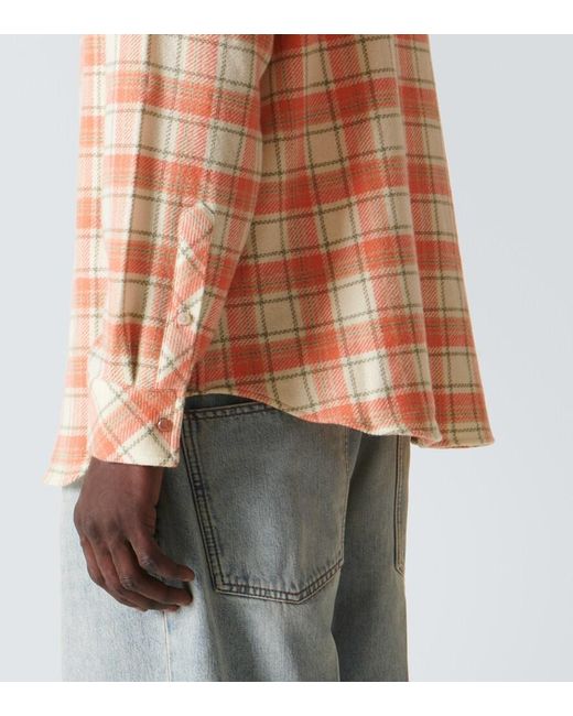 God's True Cashmere Pink Plaid Cashmere Shirt for men