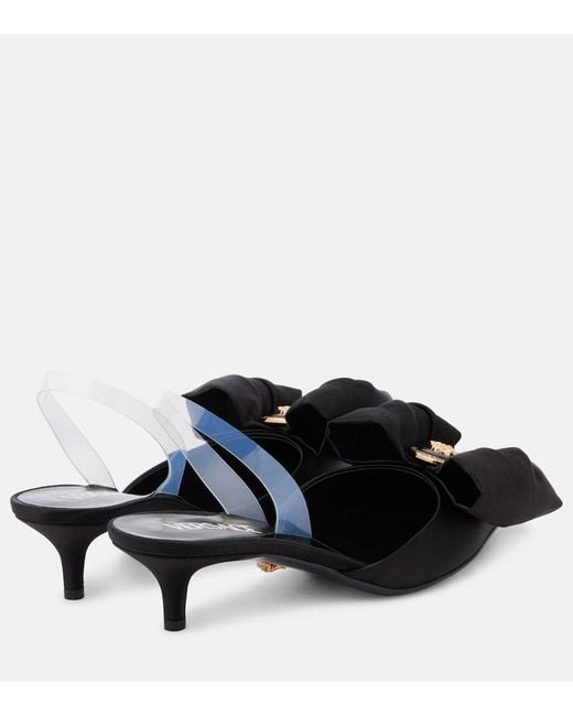 Versace Black Satin Slingback Pumps