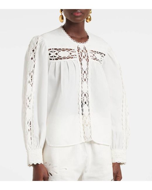 Isabel Marant White Bluse Valmira Aus Leinen Und Baumwolle
