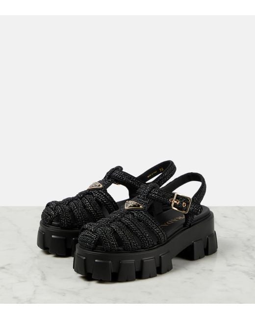 Sandalias Monolith Con Plataforma Prada de color Black