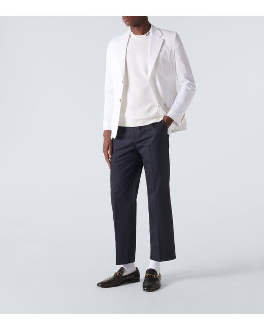 T-shirt en soie et coton a logo Gucci pour homme en coloris White