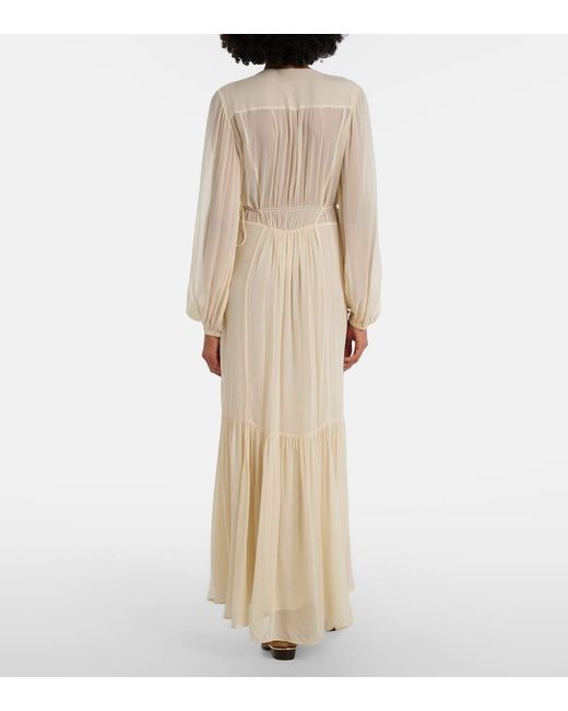 Isabel Marant Natural Briane Gathered Muslin Maxi Dress