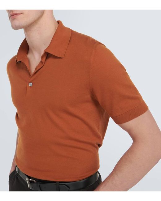 Zegna Brown Cotton Polo Shirt for men