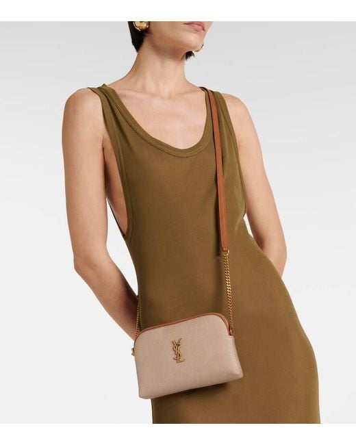 Saint Laurent Natural Gaby Leather-Trimmed Canvas Camera Bag