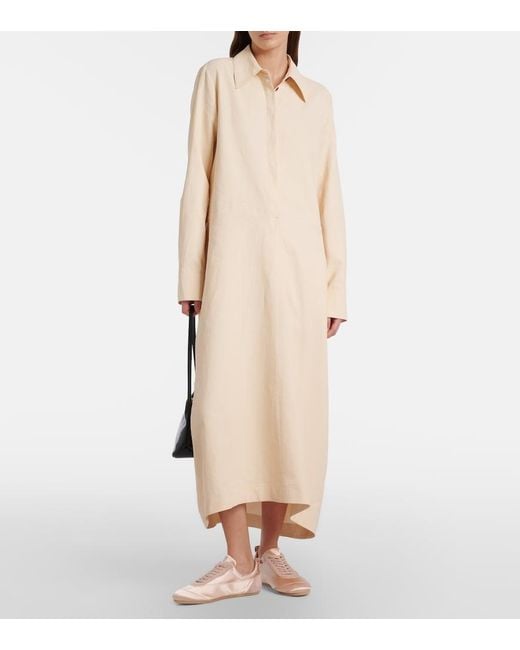 Jil Sander Natural Oversized Linen Shirt Dress