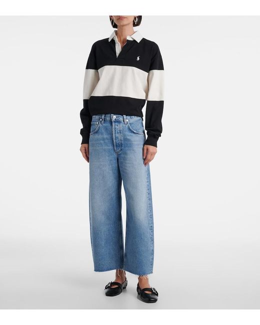 Citizens of Humanity Blue Ayla Cropped Wide-Leg Jeans